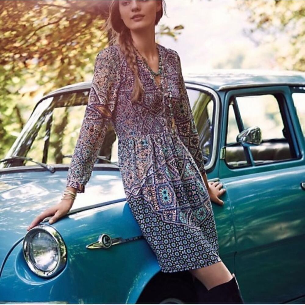 Anthropologie Maeve Tiled Amethyst Dress Women's Size XS